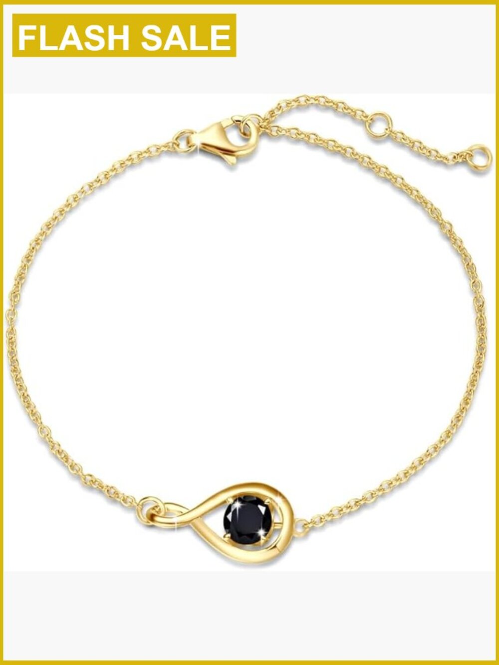 925 Sterling Silver Infinity Birthstone Bracelet Adjustable Chain Fine Jewelry
